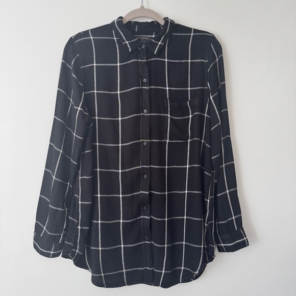Banana Republic Black and White Plaid Blouses - Picture 9 of 16